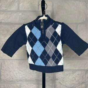 The Children’s Place by Est. 1989 boys 6-9 months Front Zip Argyle Sweater